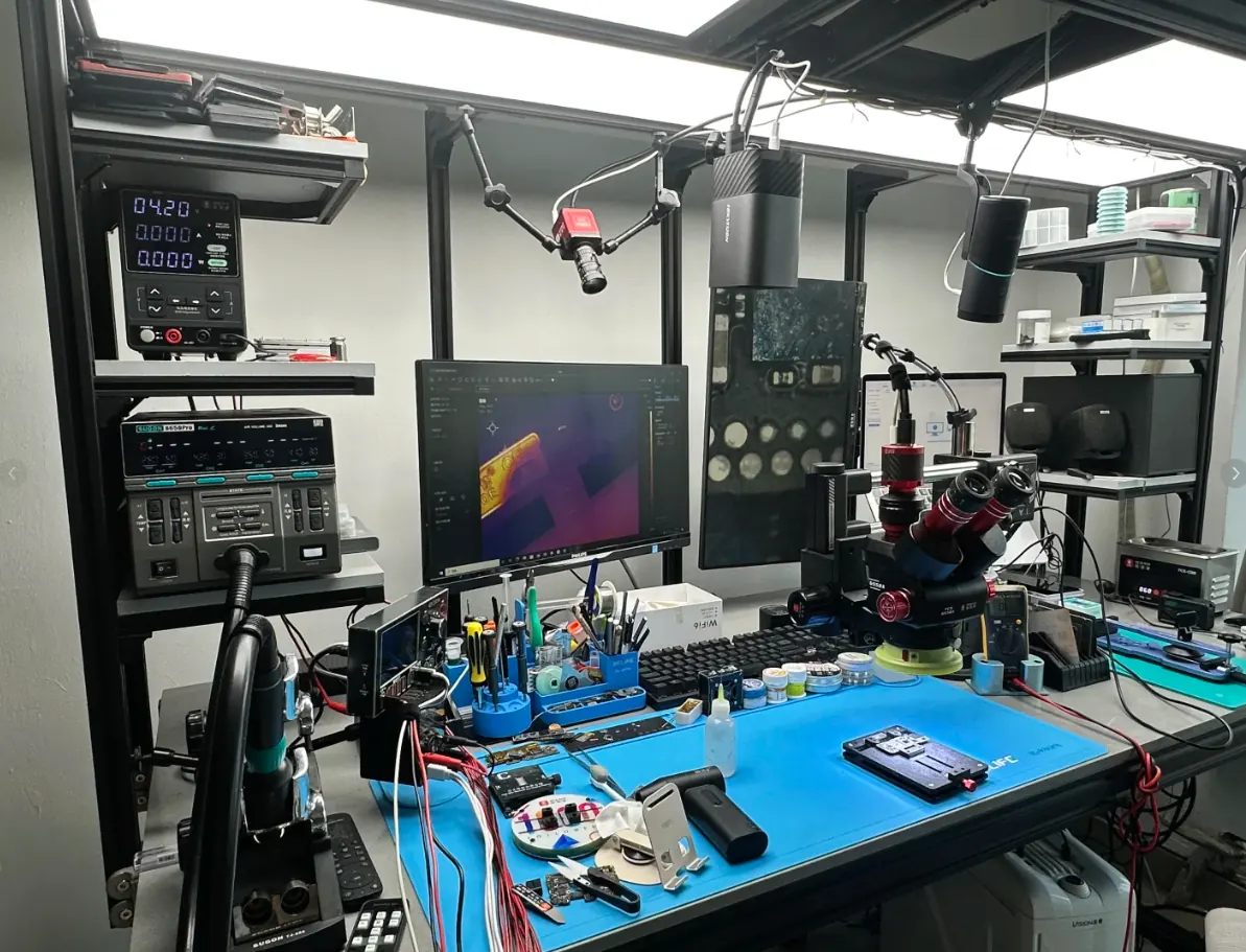 Electronics testing equipment and microscope workstation